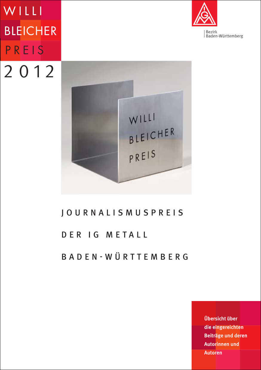 Cover: Broschüre Willi-Bleicher-Preis 2012
