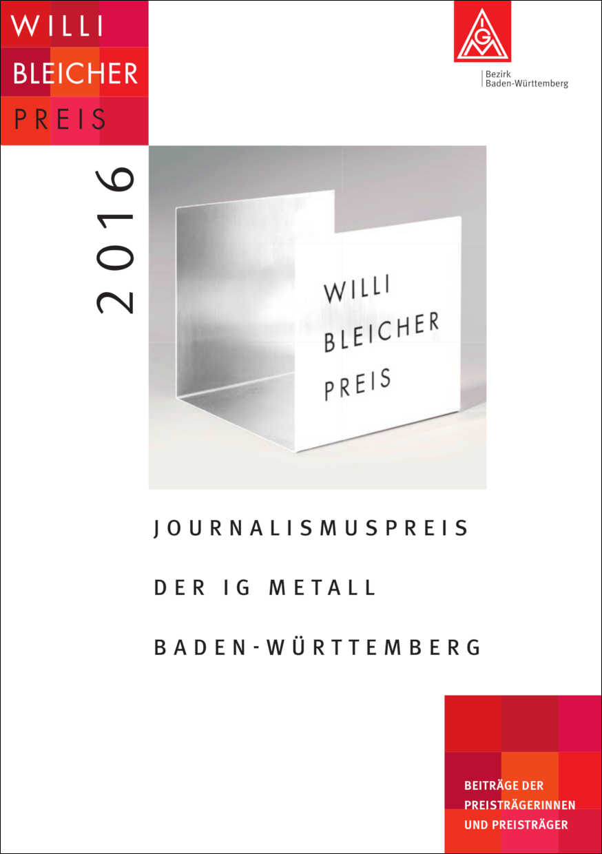 Cover: Broschüre Willi-Bleicher-Preis 2016
